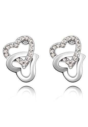Krystal Couture gold KRYSTAL COUTURE Hearts Entwined Studs Embellished with Swarovski® crystals-White Gold/Clear 1DCBBAC336A0F9GS_1