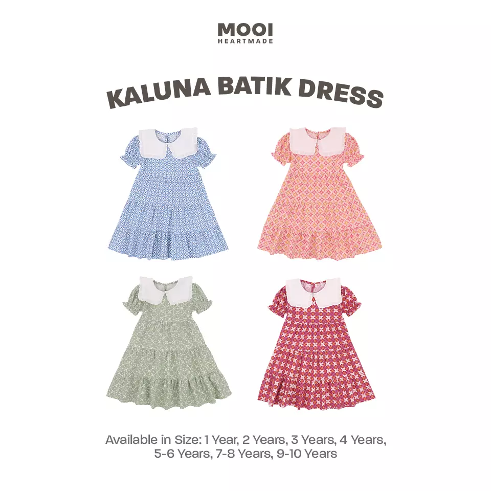 Mooi Dress Anak Perempuan Kaluna Batik Dress - Light Coral