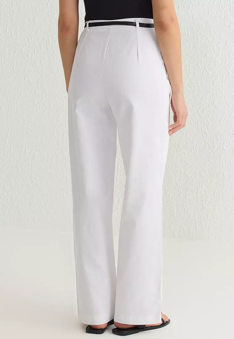 Belted Cotton Trousers