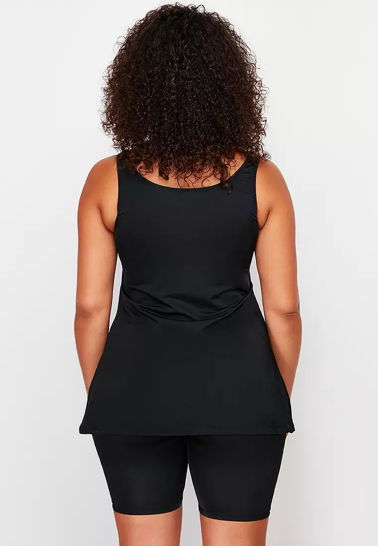 Square Neck Tankini Plus Size Swimsuit