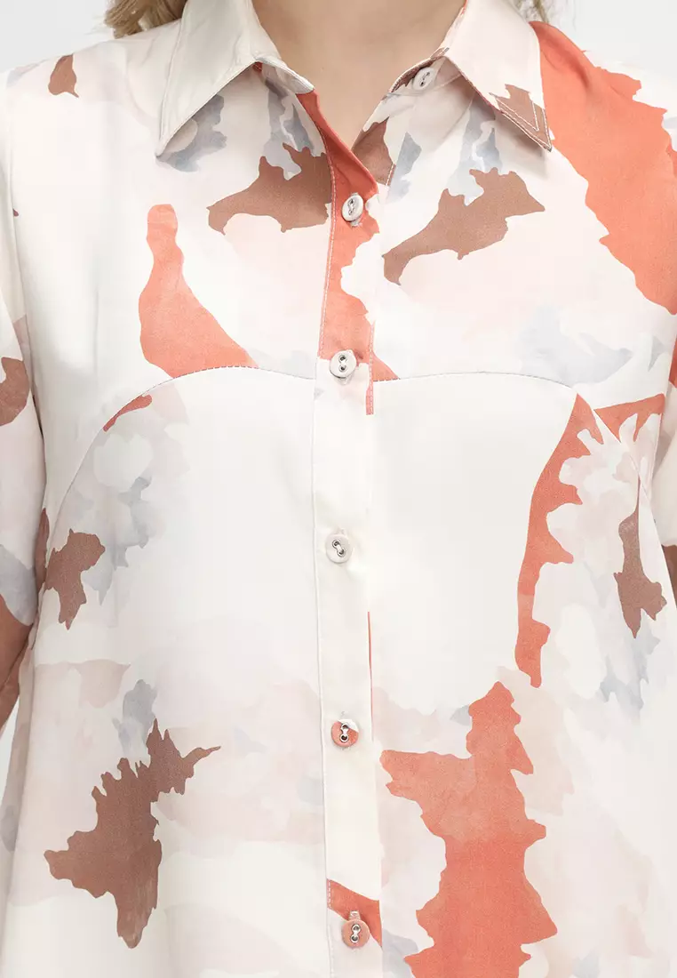 Shirt  Pattern Abstrack Cream Material Wolly Crepe By Brilliant Girl Warna Cream