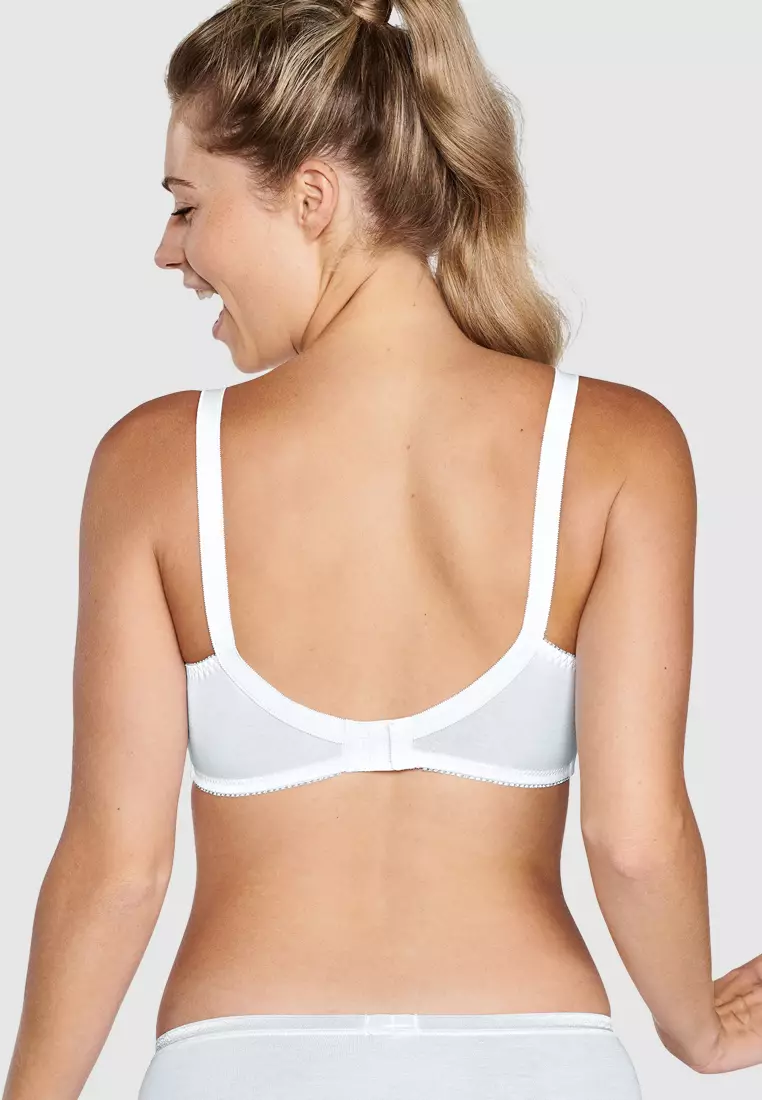 Wirefree Ribbed Pure Cotton Bra by Naturana Online, THE ICONIC