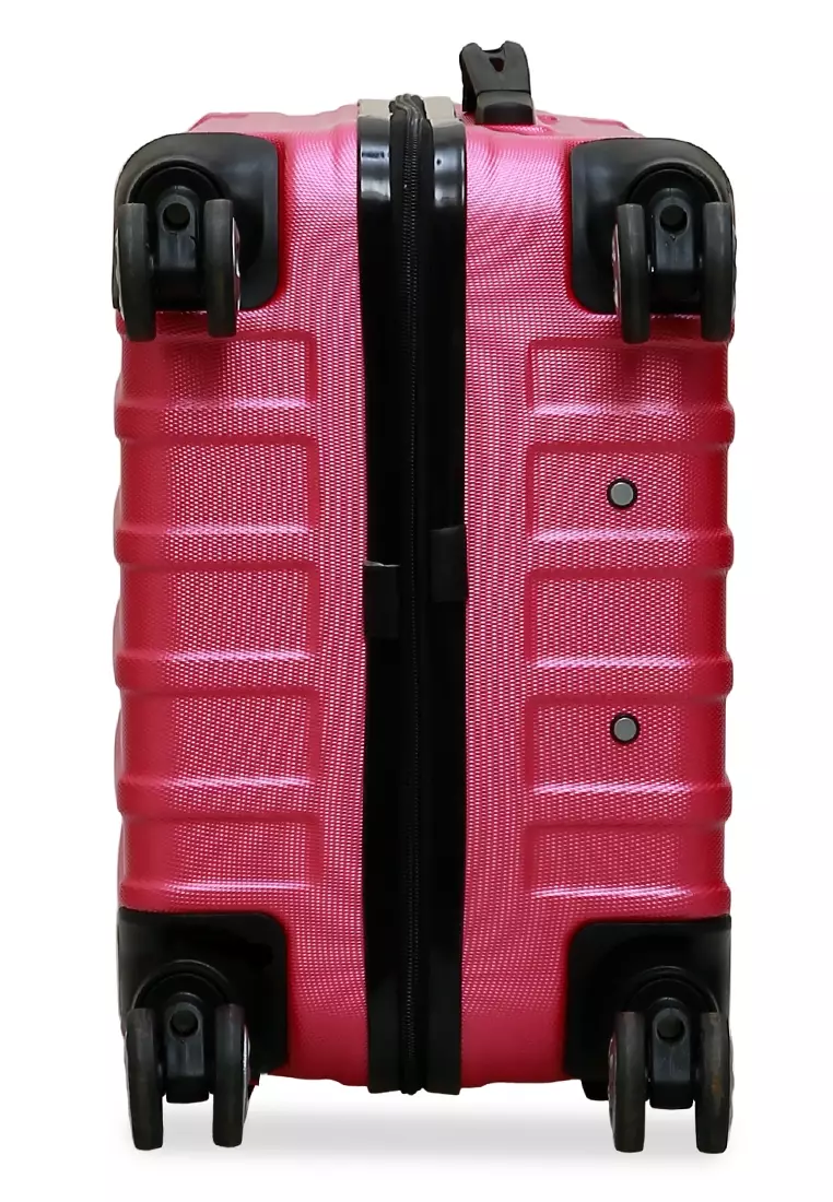Isvara Tas Koper Hardcase Unisex One Set Suitcase Number Code Combination Lock Large Compartment Material ABS+PVC Coated ORIGINAL - Pink