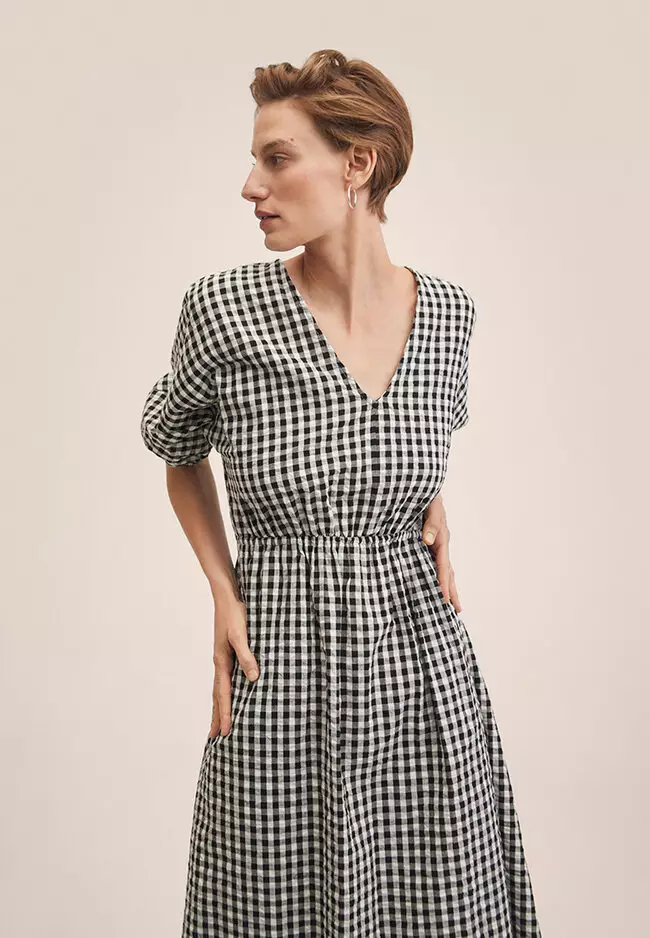 Mango gingham dress clearance