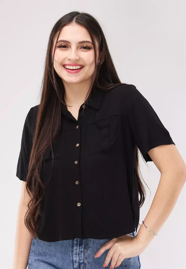 Soft Linen Woven Short Sleeves Blouse