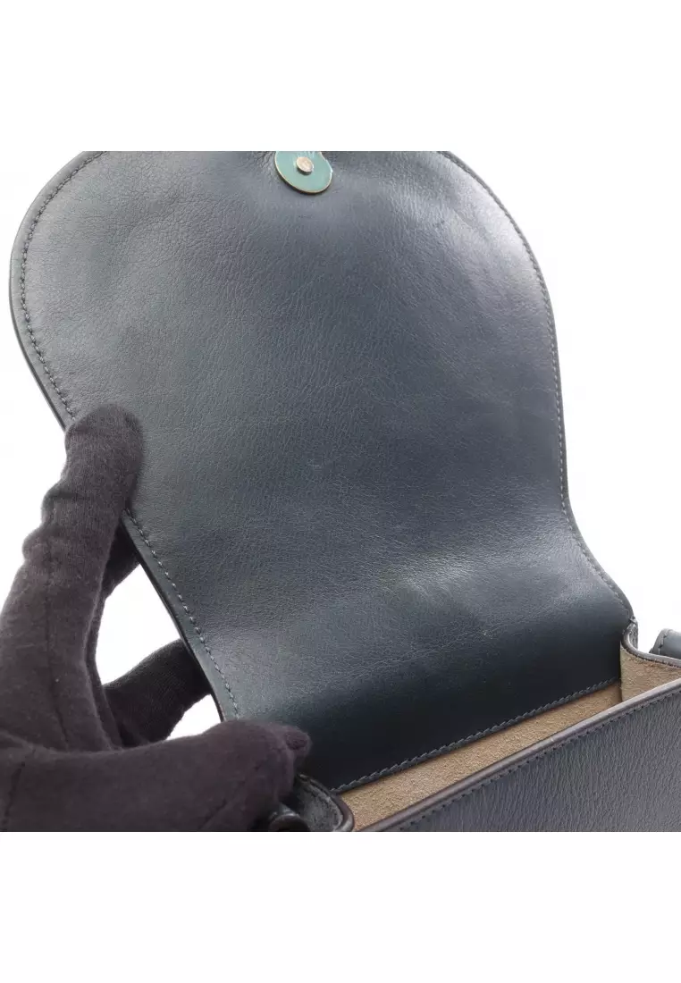 Pre-Loved Chloé Nil Small bracelet bag 2WAY Handbag leather Dark green
