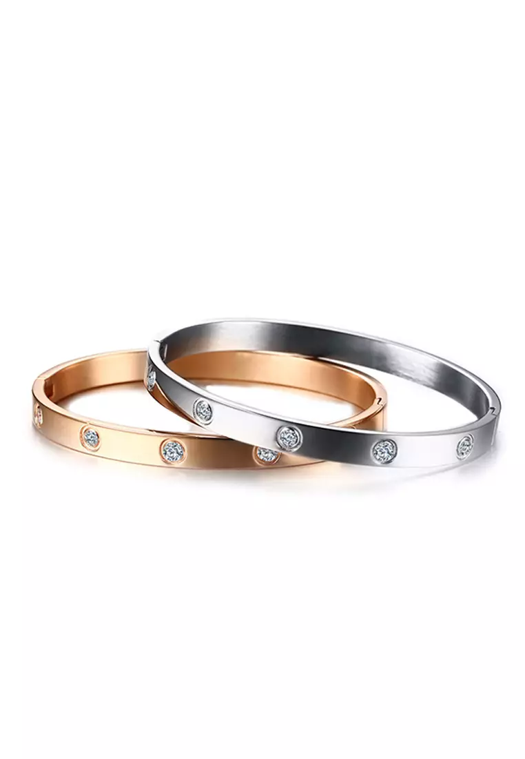 Wanderlust Zirconia Bangle in Silver