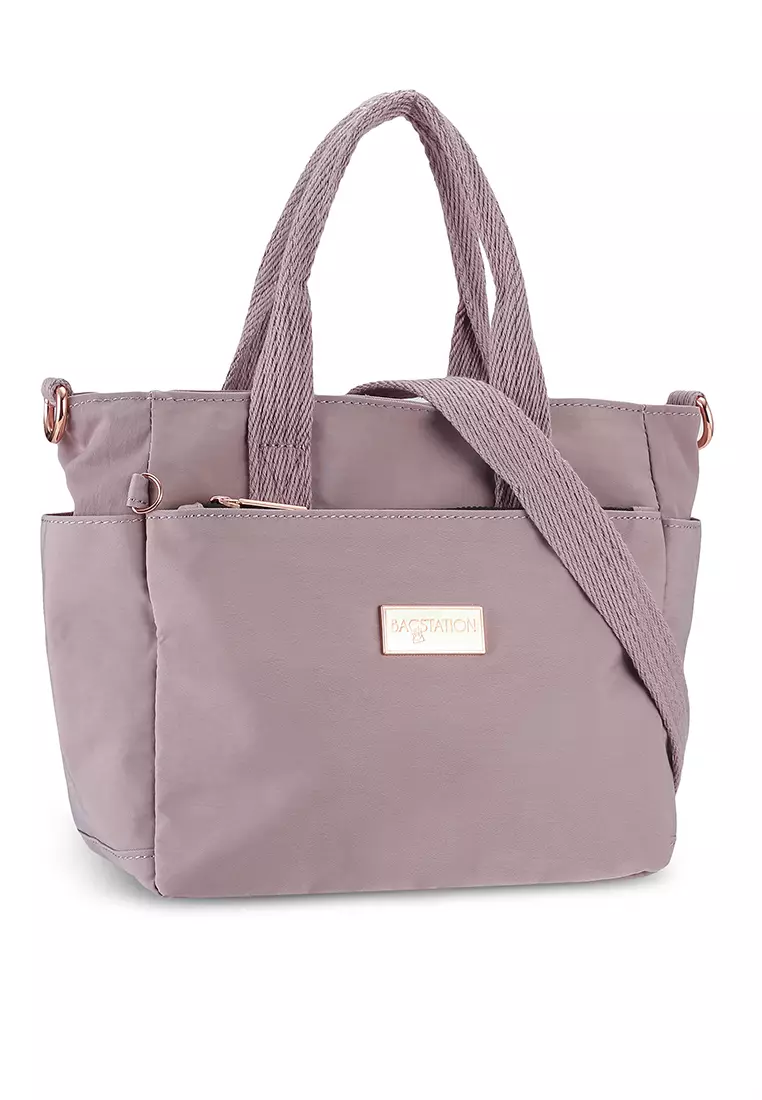 Rose Gold Series Crinkle Nylon Convertible Top Handle Bag