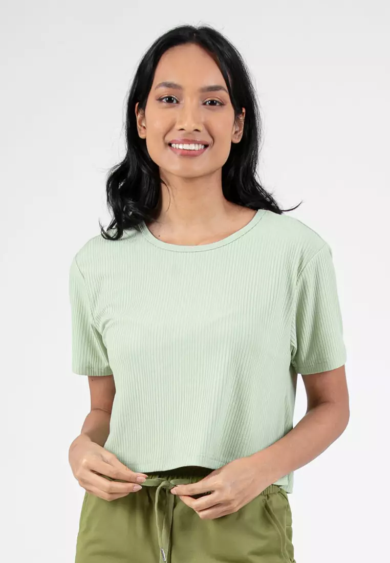Forest Ladies Ribbed Crop Top Women Crop T-Shirt | 822343-42LtGreen