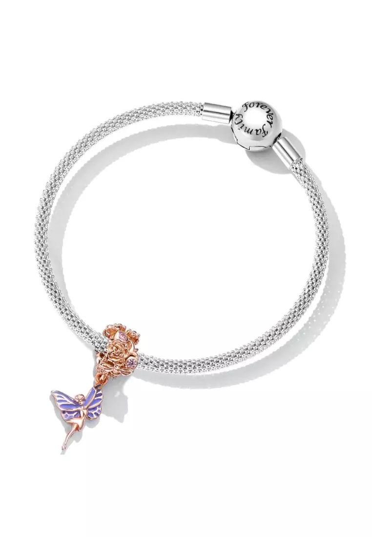 Solid Silver Dressed Up Thumbelina Butterfly Charm