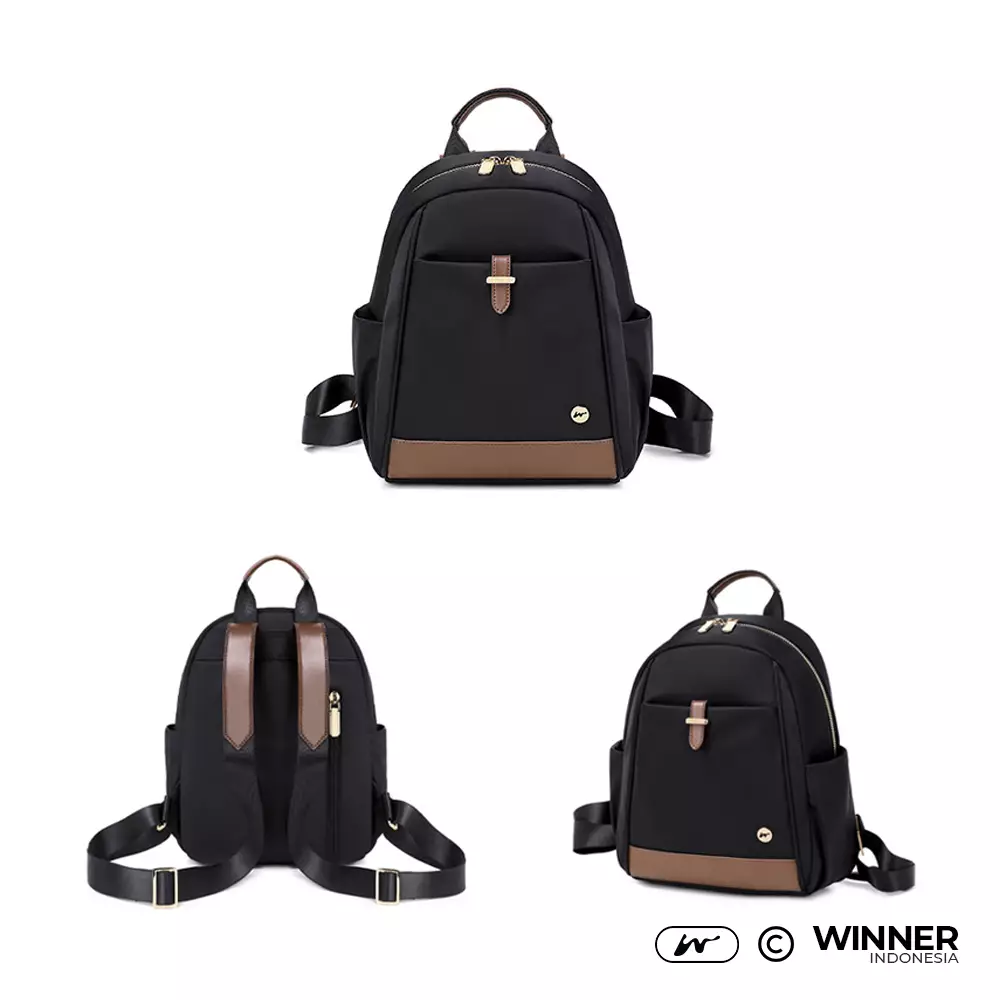 Tas Ransel Nylon Anti-Air Backpack Korean Style (T14-016-6138) - Hitam Medium