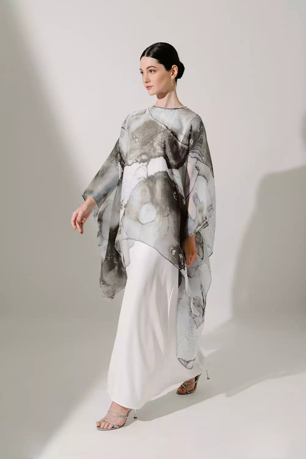 Demure Studio - AMEENA KAFTAN IN BLACK - 2 PIECE SET - ORGANZA SILK -  DRESS