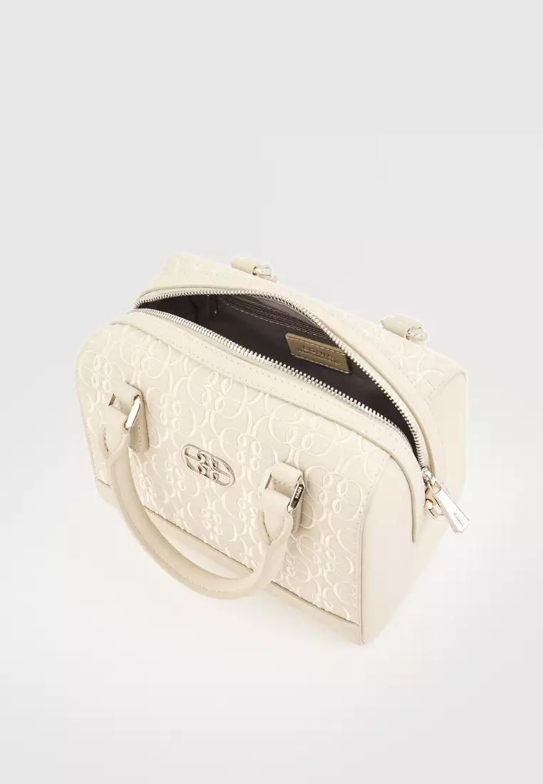 Alessia Monogram Small Satchel Bag Chalk
