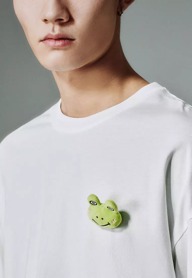 UR春季新款男装撞色立体卡通章仔宽松短袖T恤UMY450002