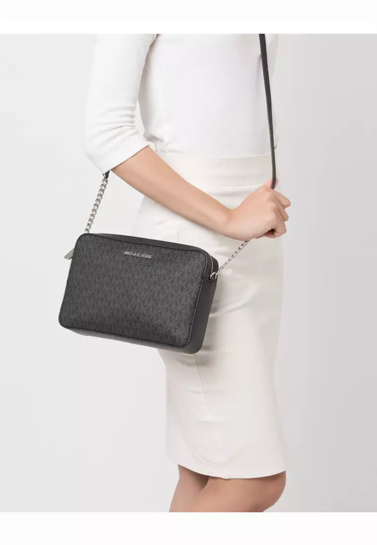 Jet Set Signature Large East West Crossbody - Black