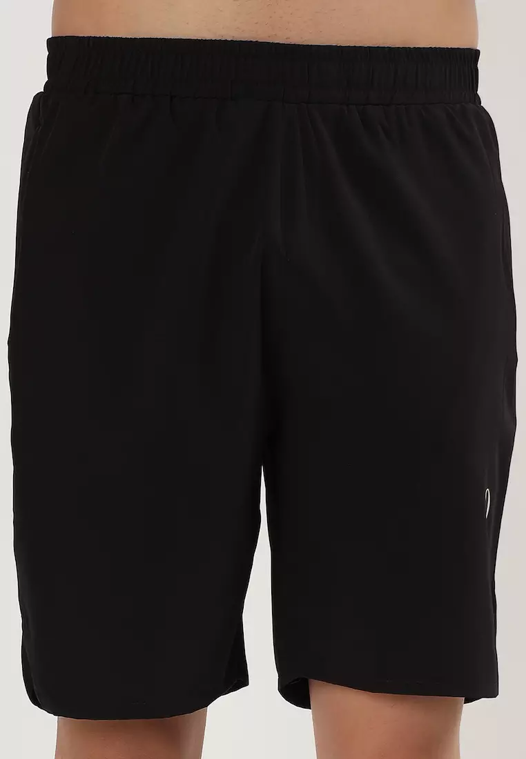 男士侧开叉黑色透气短裤，运动服，训练，跑步，健身