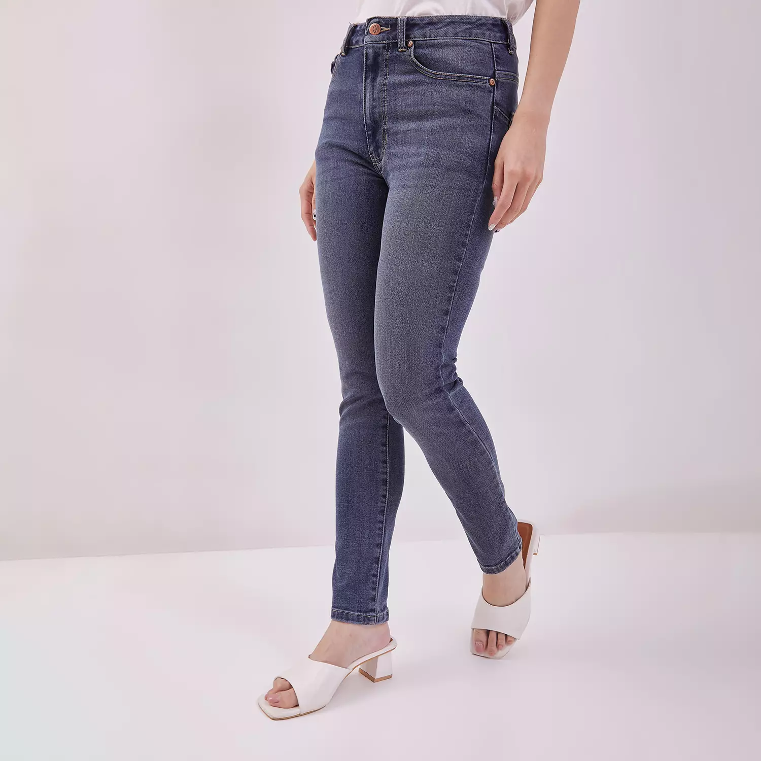 DUST Celana High Rise  Skinny Jeans Sandita Medium Dark Blue (D. 3633-HR)
