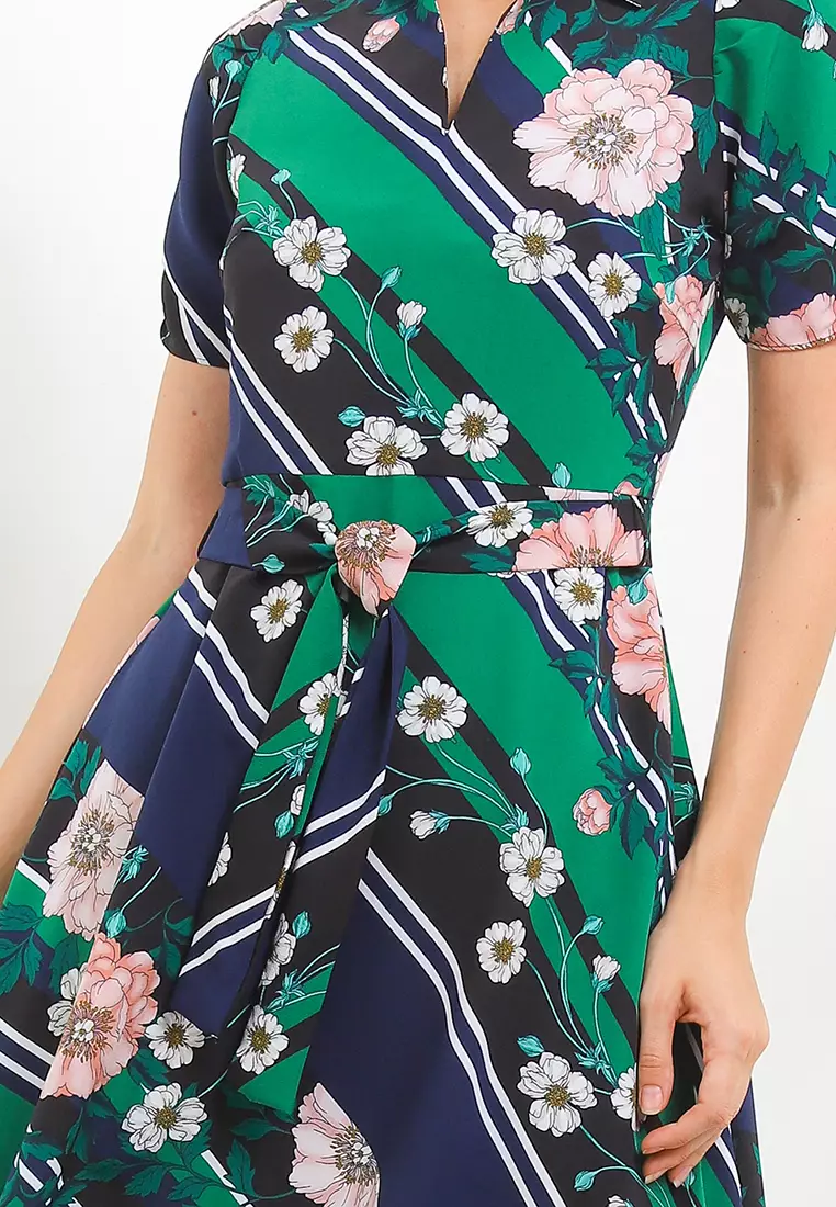 Jessica Dress-Green Print