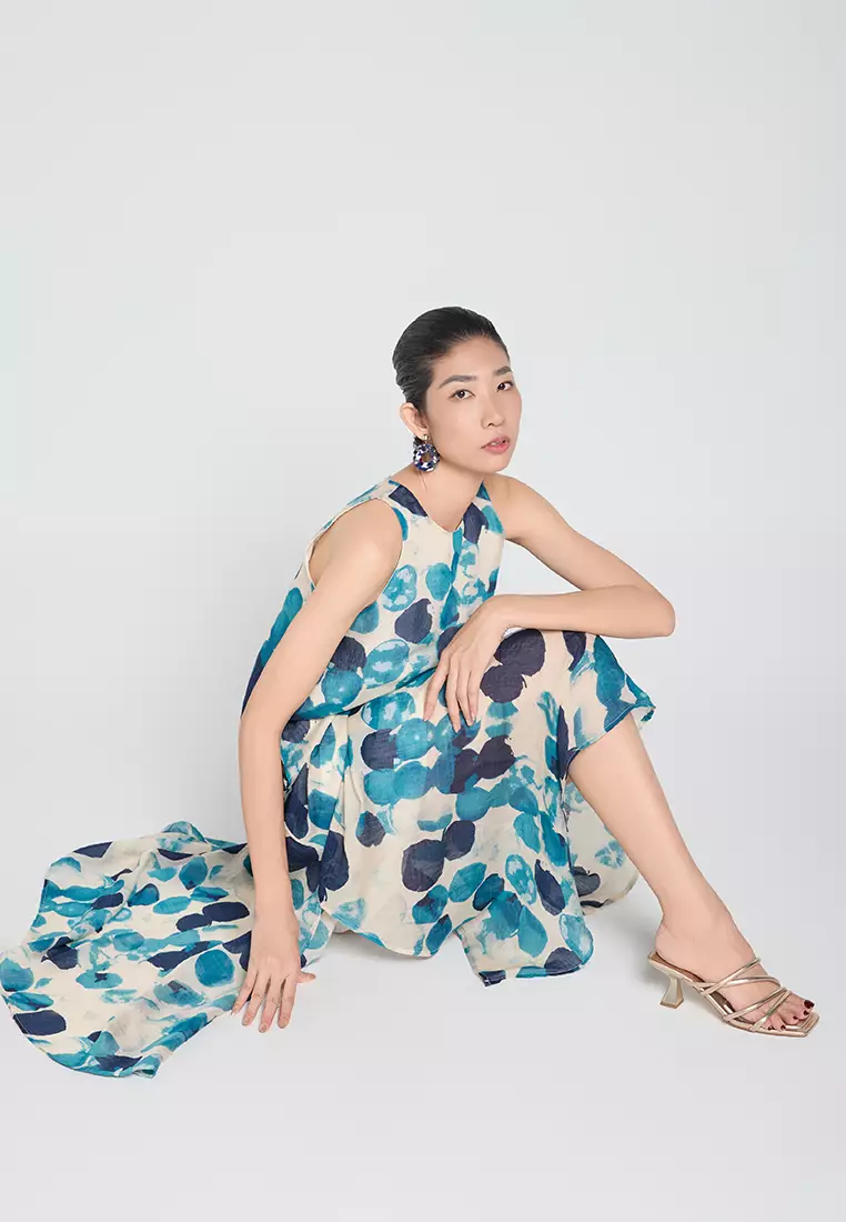 Patterned viscose-blend maxi dress
