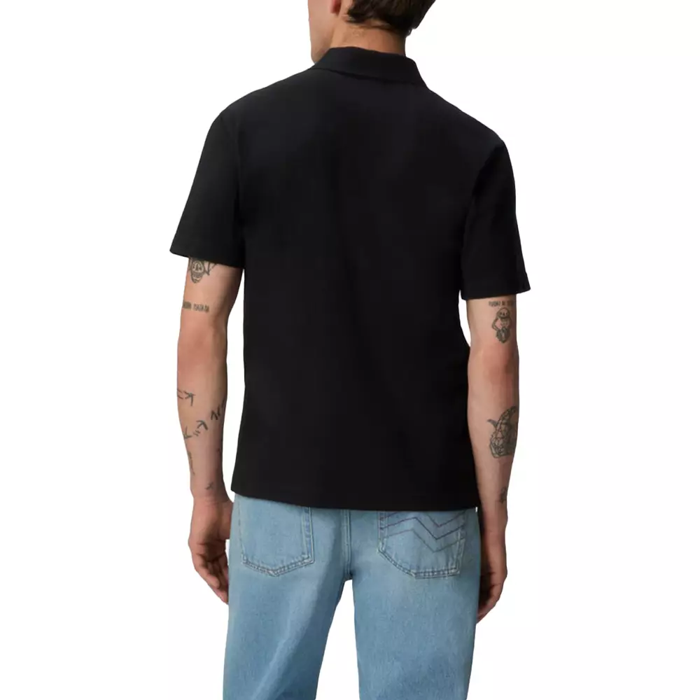 Embroidered Logo Cotton Short Sleeve Polo Shirt Black Beauty