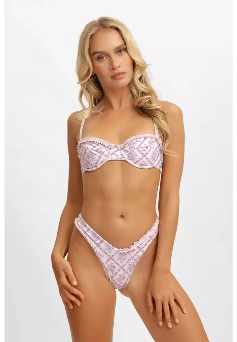 Amelia Frilled Underwire Bikini Top / Lavender Tea Final Sale