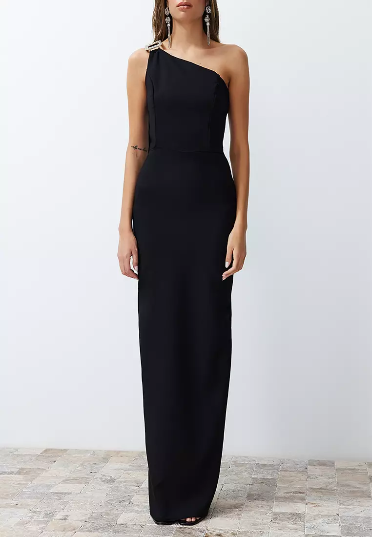 Woven Long Evening Dress with Accessories