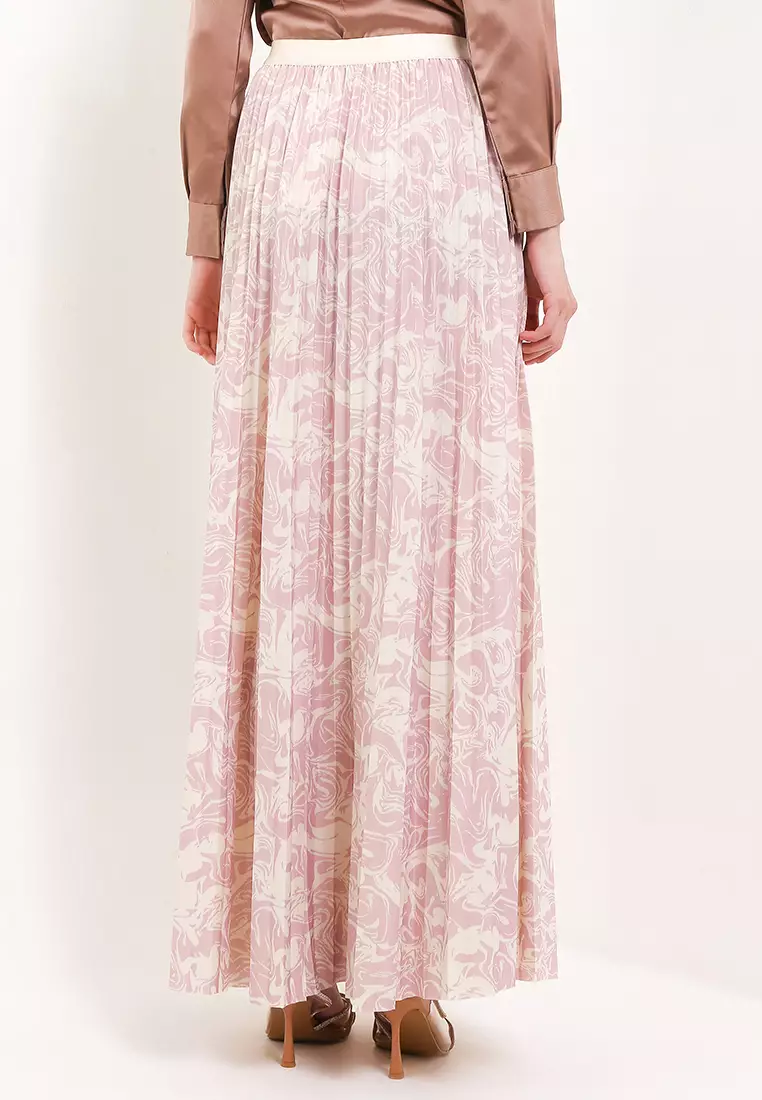 Printed Pleats Maxi Skirt