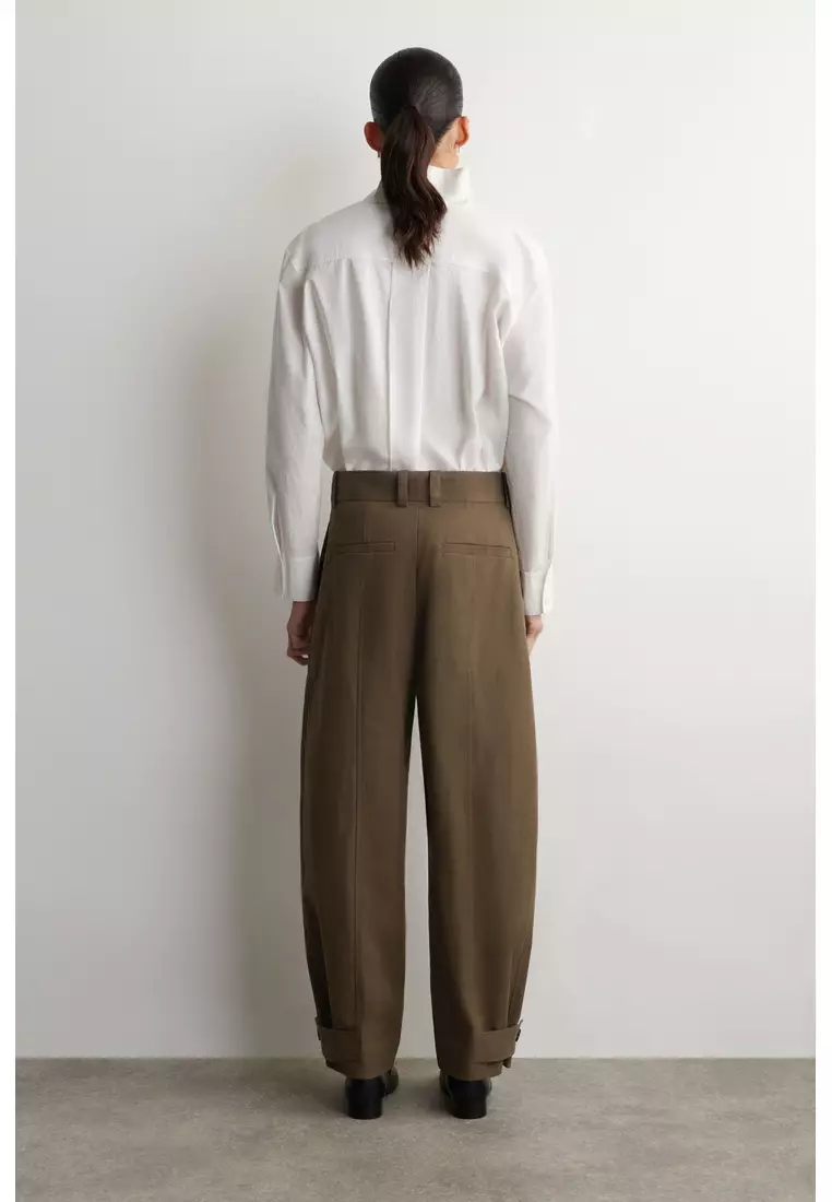 BARREL-LEG COTTON UTILITY TROUSERS