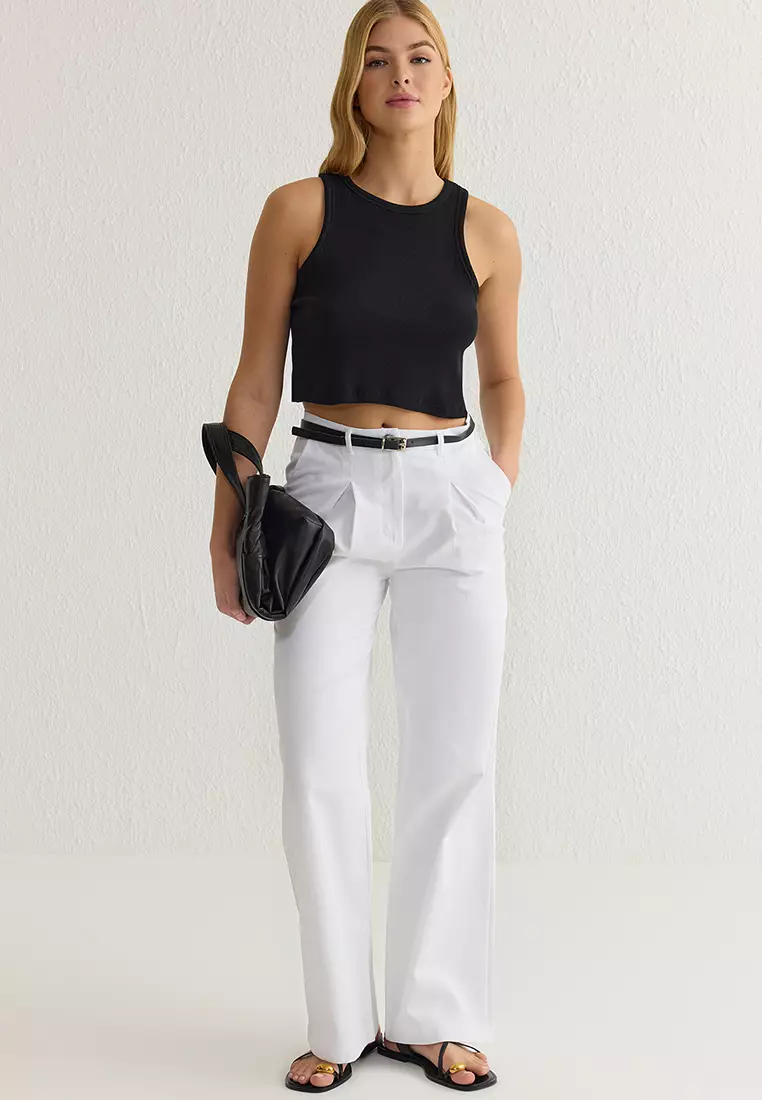Belted Cotton Trousers