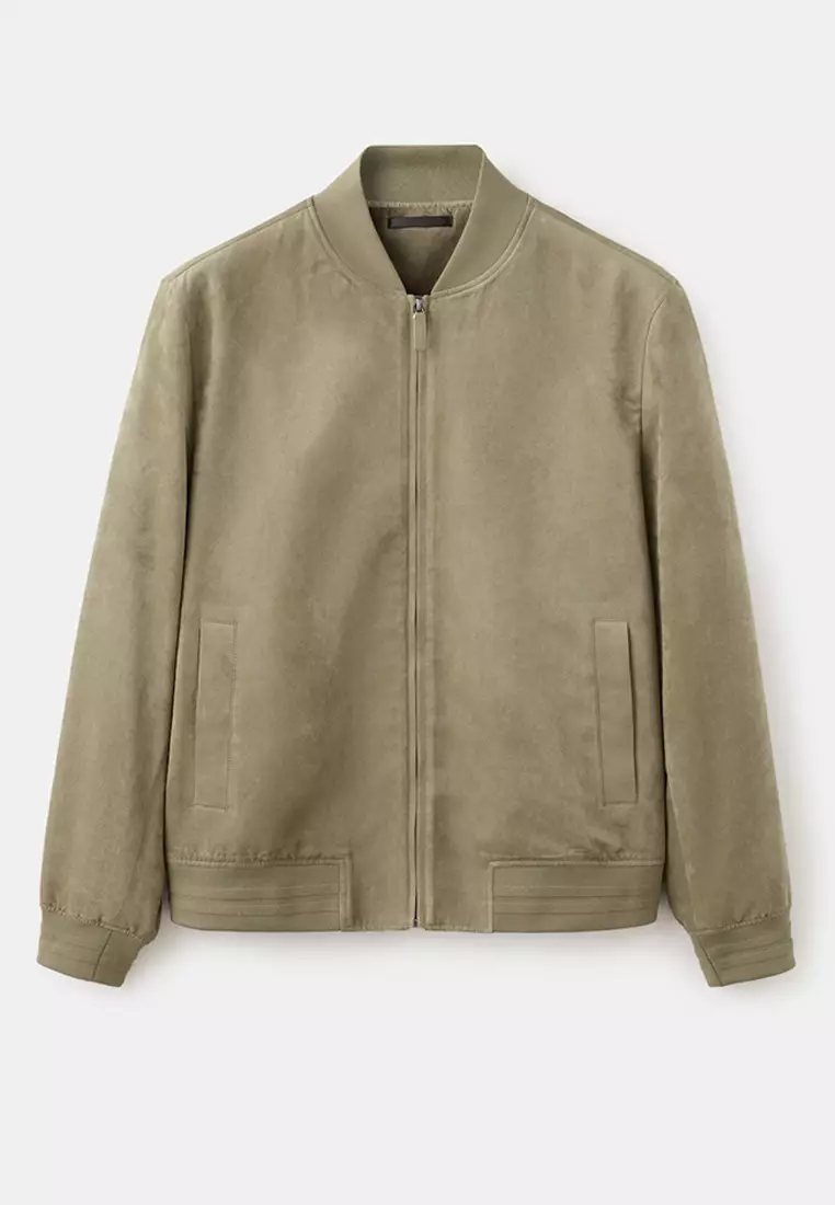 Suede-Effect Bomber Jacket