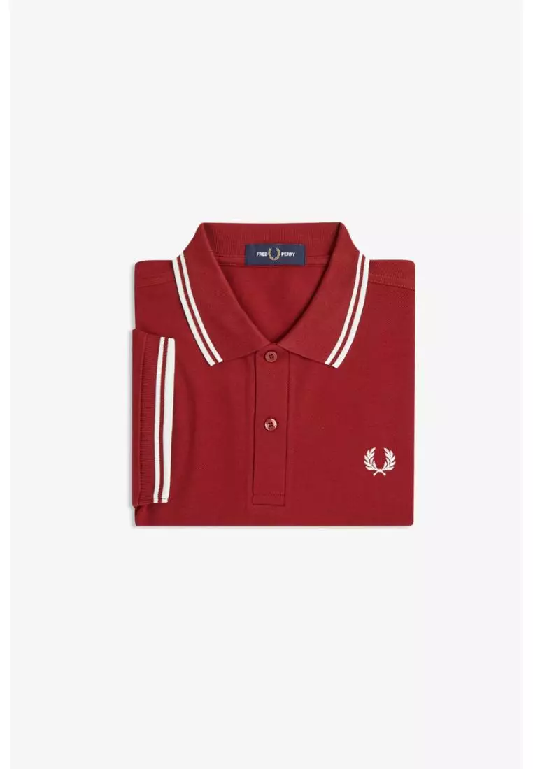 Fred Perry M3600 Twin Tipped Fred Perry Shirt (Burnt Red / Snow White / Snow White)