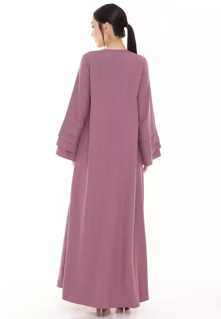Laura Abaya Long Dress in Dusty Pink