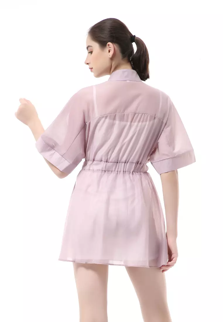 Rachel Mini Dress Organza Wanita Korean Style Lengan Pendek Material Velvet ORIGINAL - Purple