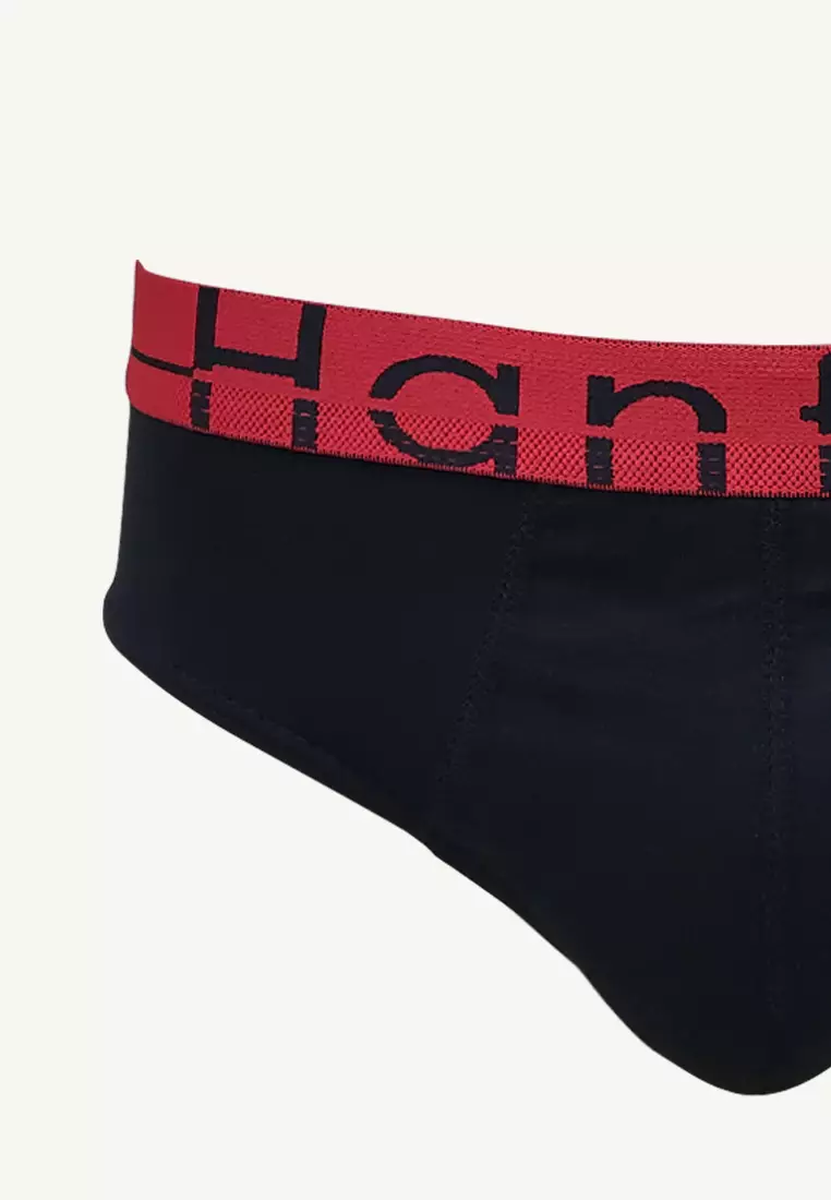 Regular Cotton Men's Briefs Merlot - Black with Red Garter (3in1 Pack)