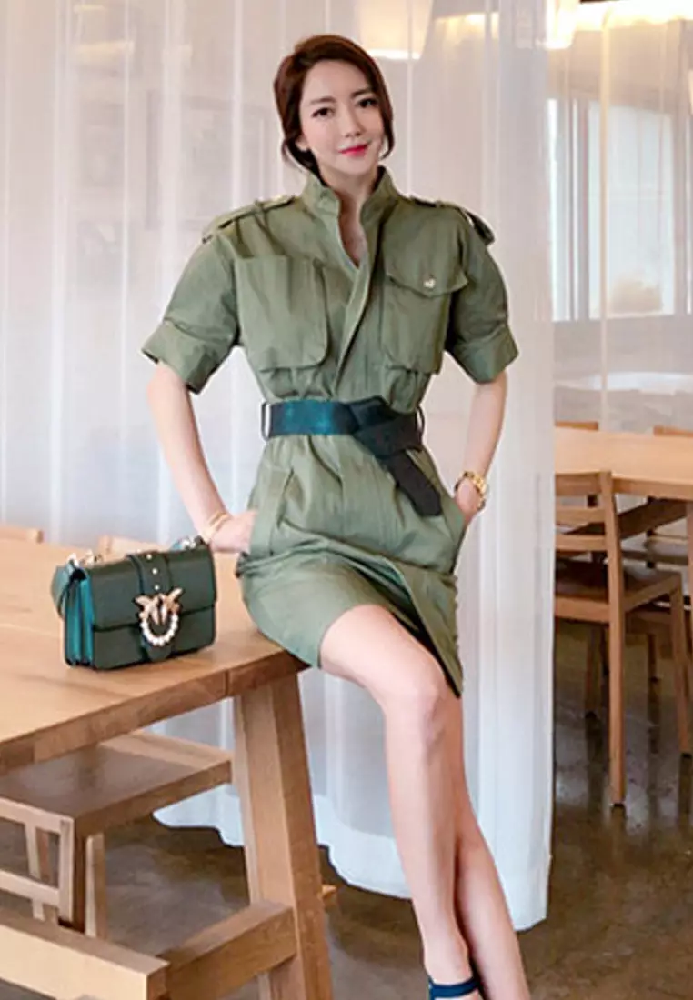 Temperament New Belt One Piece Dress CA051603