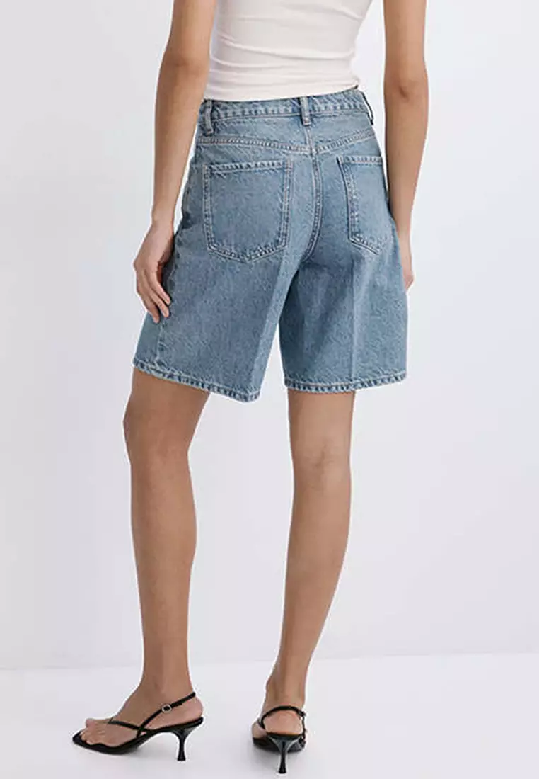 High-Waist Straight-Fit Denim Shorts
