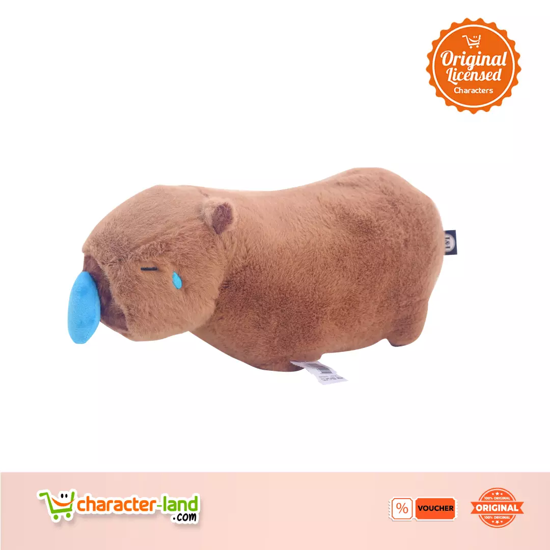Boneka Kapibara Duduk Dengan Tali Ingus - Coklat 30 cm