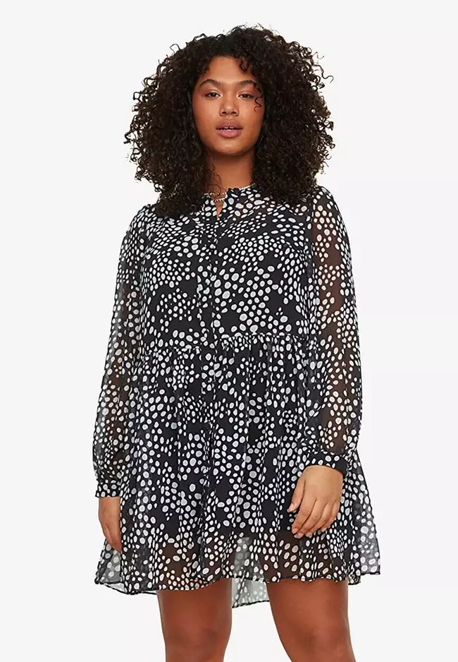 Polka dot chiffon dress sale