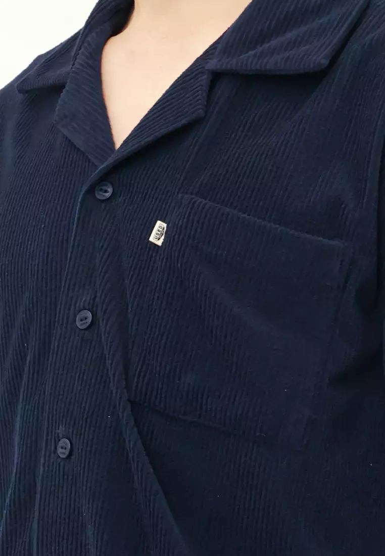 Used 1968 - Standard Kemeja Corduroy Pria Lengan Pendek Navy
