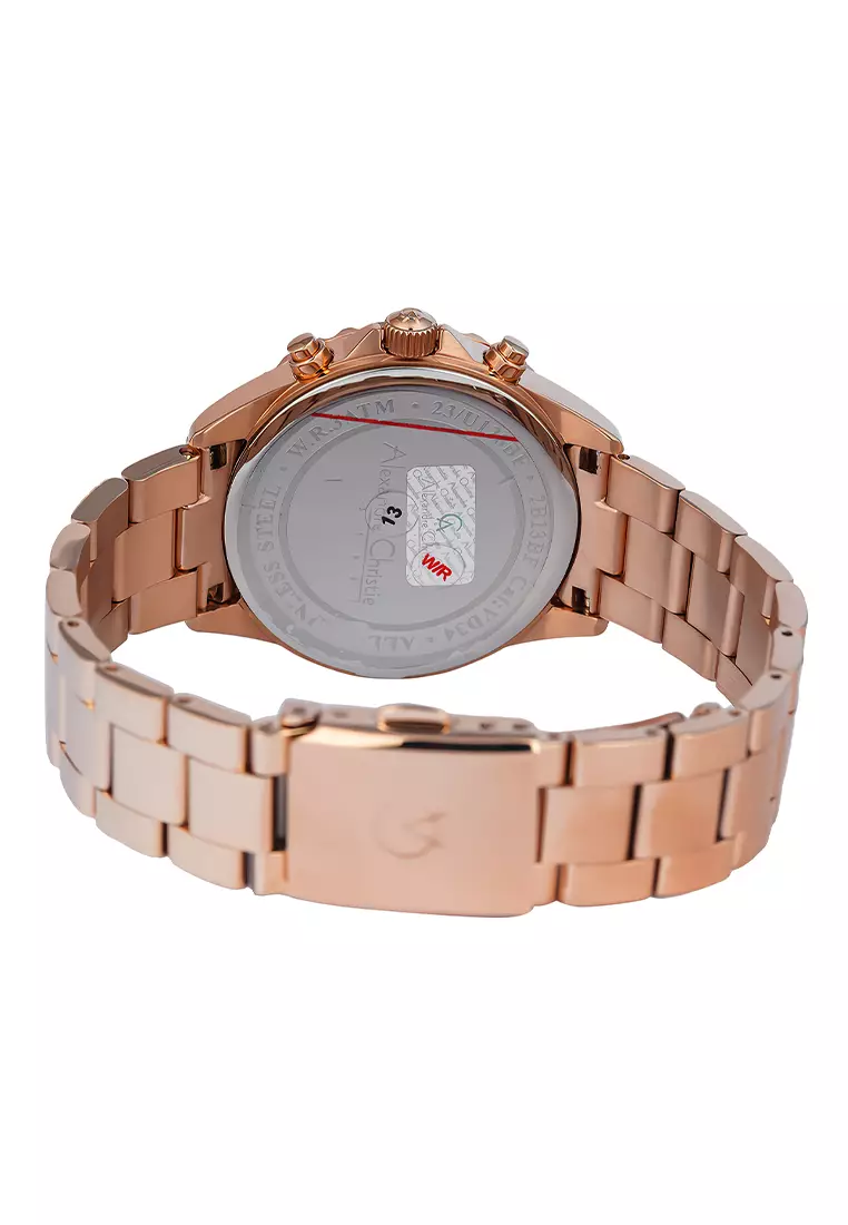 Alexandre Christie 2B13 BFBRGPN - Jam Tangan Analog Wanita - Rosegold Pink Dial - Stainless Steel