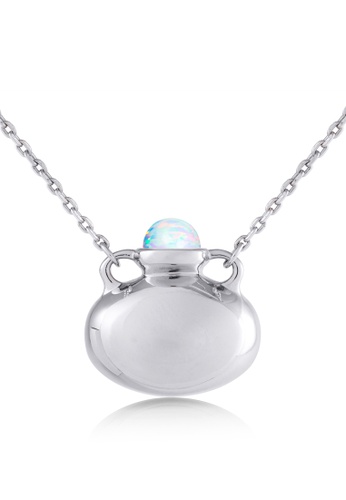 Majade Jewelry white and silver MAJADE - Bottle Amphora Vessel Opal 925 Silver Necklace E11BCAC548A692GS_1