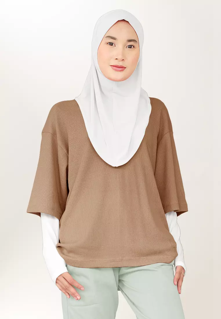 Zelena - Tavia Waffle Tshirt Pocket | Kaos Wanita Pria Olahraga Basic - Choco Nutela