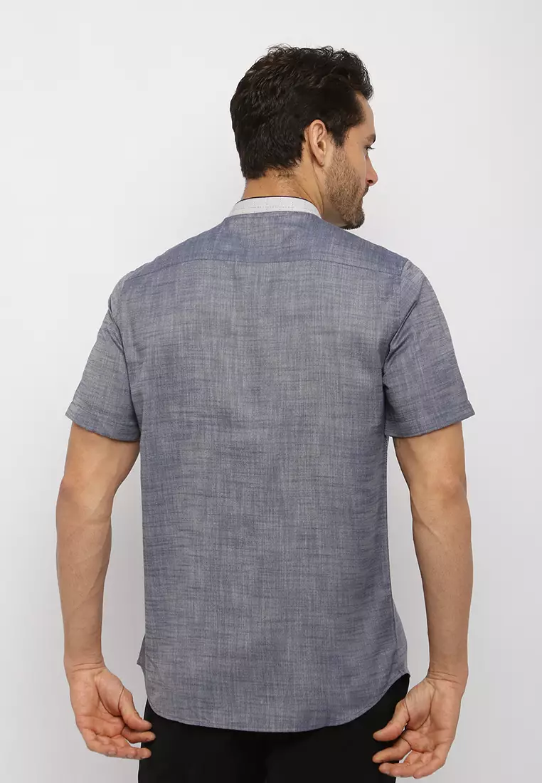 Kemeja Koko Pria Lengan Pendek Baju Muslim Pria BAHR NAVY