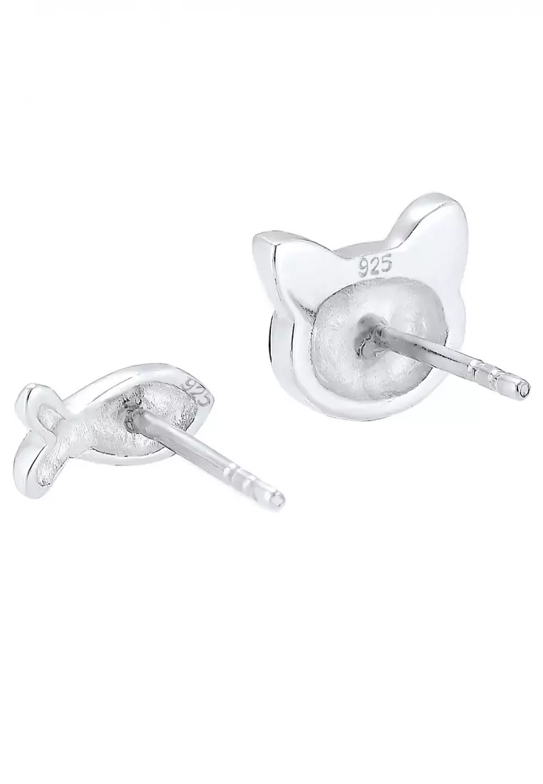 Perhiasan Anak Perak Asli - Silver Anting Cat & Fish Crystal