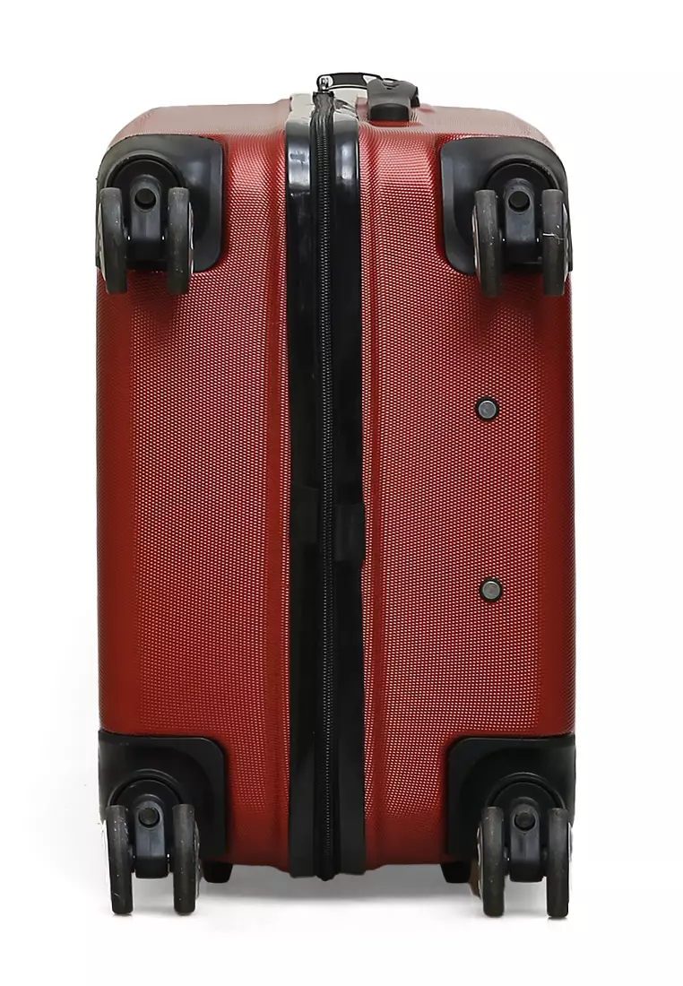 Isvara Tas Koper Hardcase One Set Unisex Large Compartment Suitcase Code Lock System Material ABS+PVC Coated ORIGINAL - Maroon