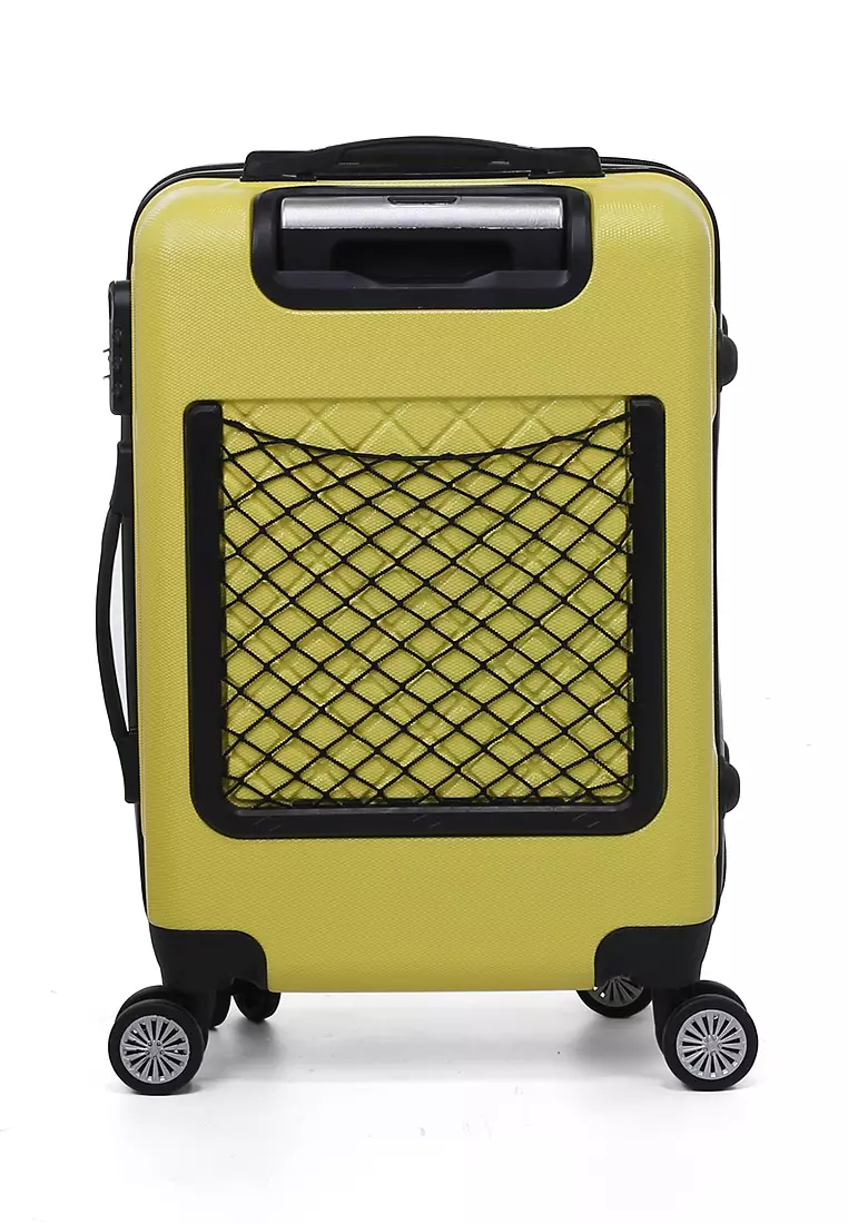 Carlton Koper Hardcase Desain Hexagon Size 20 Inch Suitcase Unisex with Rear Compartment Rubber Slot Material ABS+PVC Coated ORIGINAL - Yellow