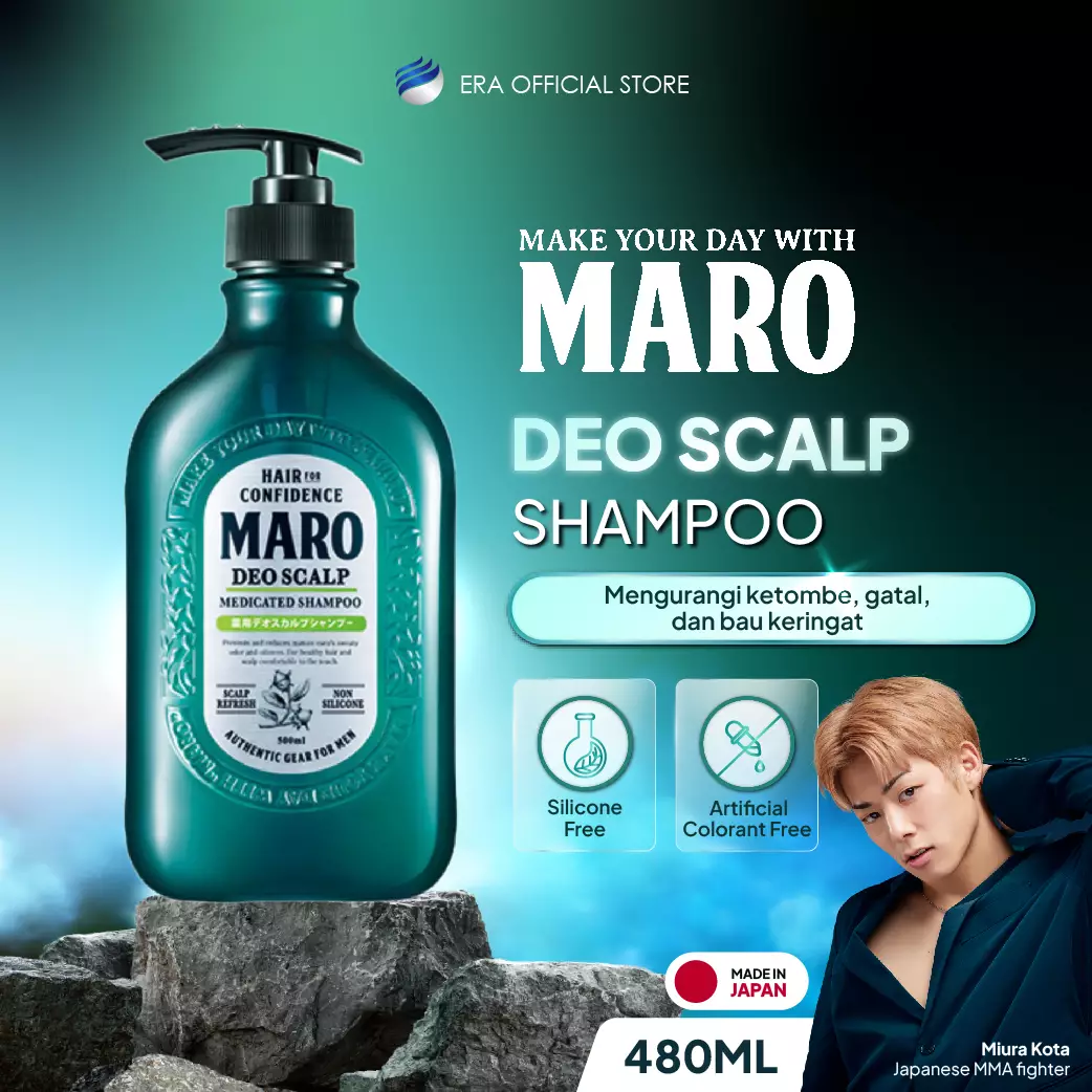 MARO Deo Scalp Shampoo 480ml - Shampoo Pria Untuk Rambut Ketombe, Gatal, Berminyak
