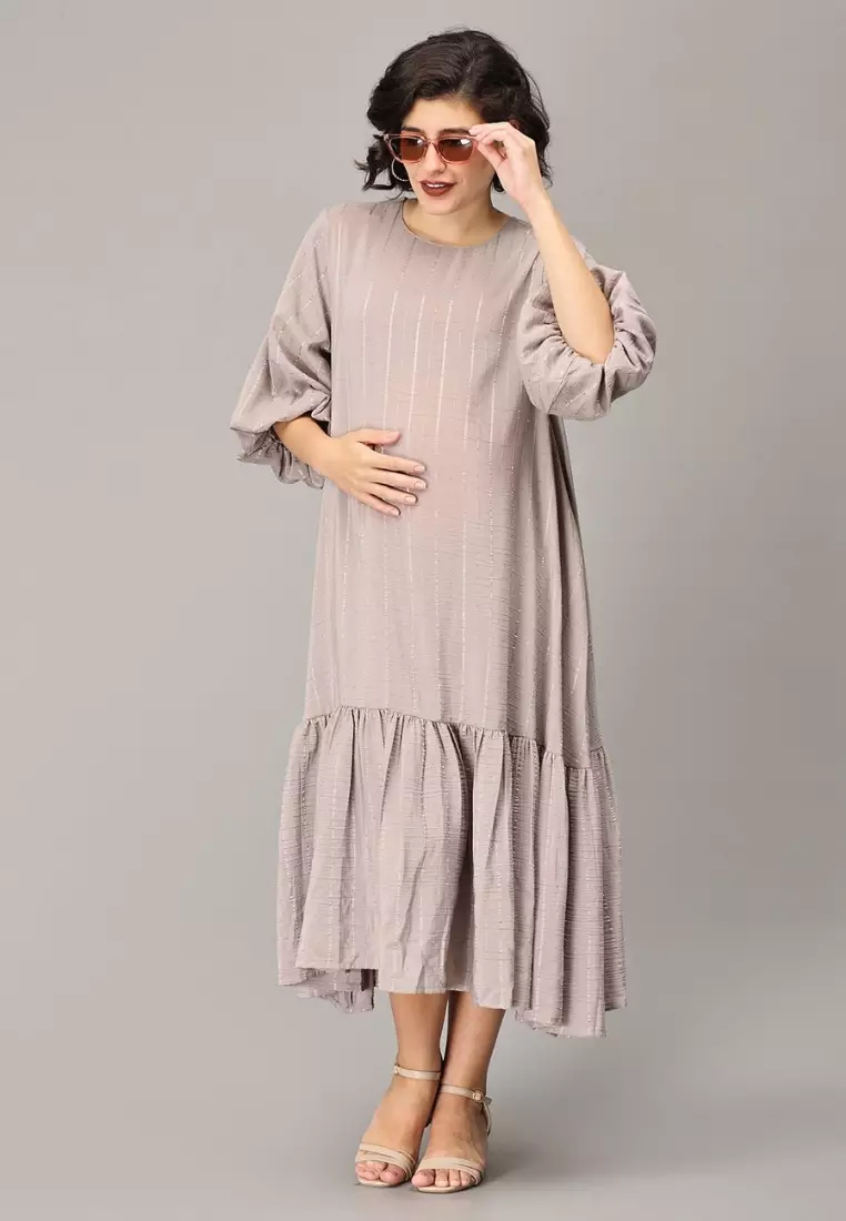 Embrace The Grey Maternity Oversized Tunic Dress