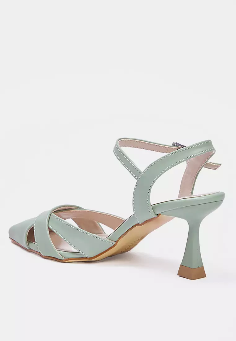 Mint Cut Out Detail Pointed Toe Women's Classic High-Heeled Shoes Takss25To00029