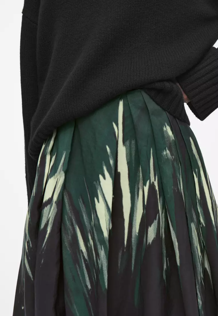 Printed Bubble-Hem Midi Skirt